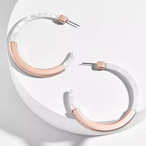 White and Rose Gold Hoop Earrings